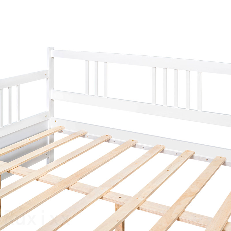 Lit de jour double avec pieds de support, blanc, Full, White
