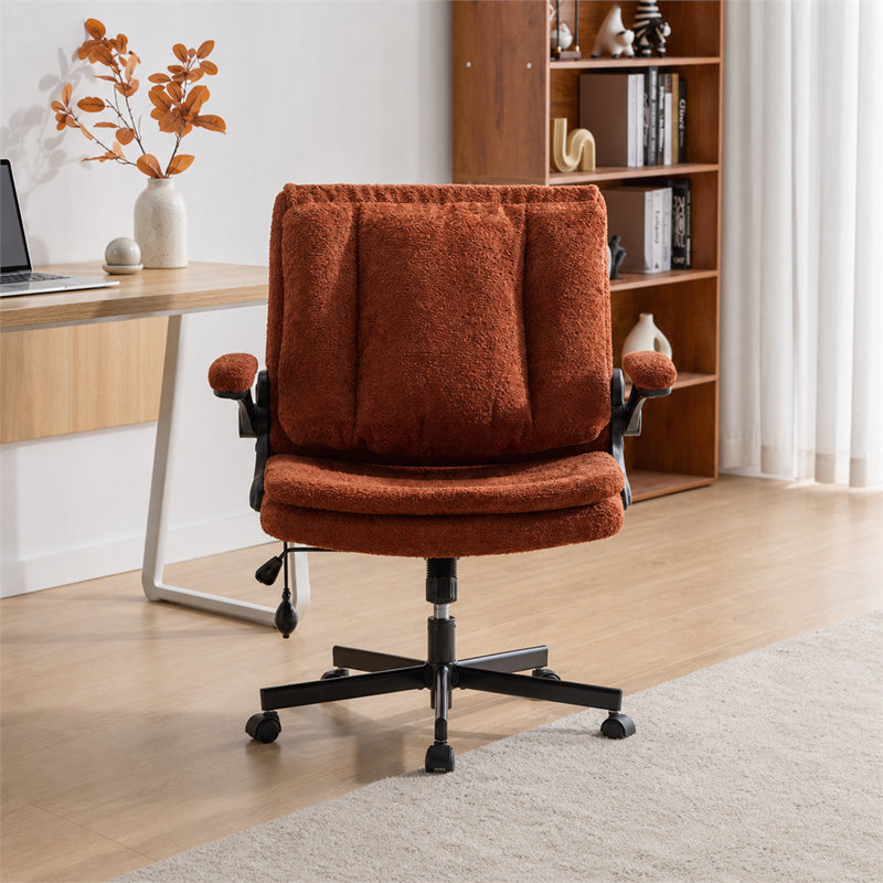 Coussin lombaire dynamique à accoudoirs modernes à larges pattes croisées orange moderne pour les espaces de coiffeuse de bureau à domicile