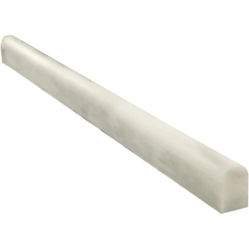12" x 5" Polished Marble Pencil Liner Tile Trim in White