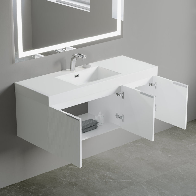 48" Single Vanity Set, Base, Resin Top, White