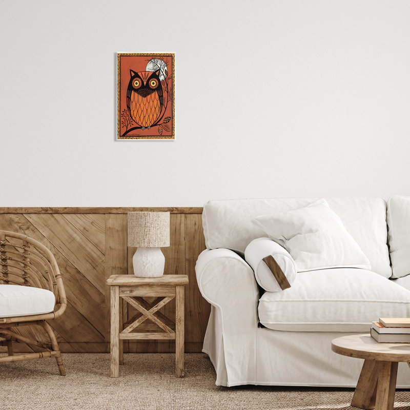 Chouette ronde automne botanique at-137, H 15 po x l 10 po x P 0,5 po, Plaque murale