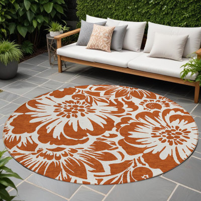 Tapis d'intérieur rond antidérapant rond 8 po rouille et ivoire