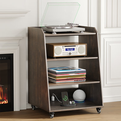 Record Player Stand With Storage For Bedroom,Living Room,Office,Turntable Stand Table With Open Storage, Audio Rack