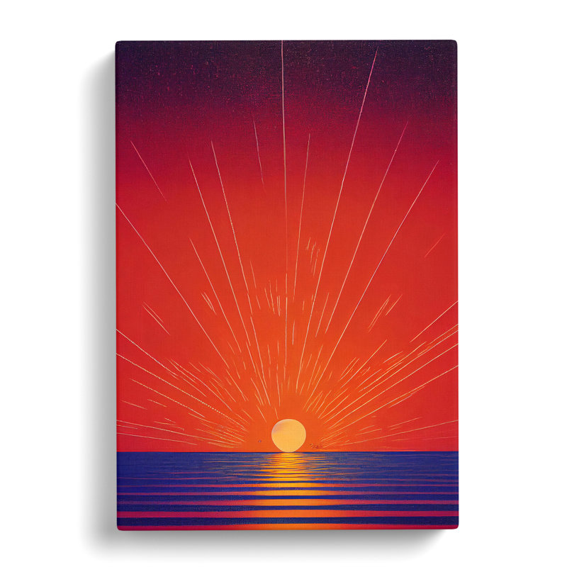 XV1022-1453X Classic Ocean Sunset - Print, Wrapped Canvas, 50cm H x 35cm W x 3cm D, No Matte