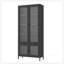 Grande armoire de rangement en métal avec portes en verre et tablettes réglables pour une utilisation polyvalente à la maison et au bureau