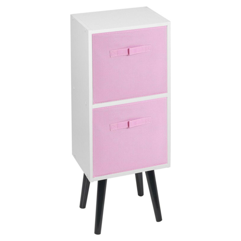 Melvyn 75cm H x 30cm W Wood Cube Bookcase, White/Light Pink/Beech