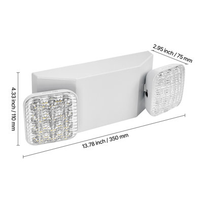 Éclairage de secours pour entreprise, avec batterie de secours, luminaires de secours à DEL commerciaux, CA 120 / 277V, avec deux têtes carrées réglables, secours de 90 minutes, pour entreprise, blanc
