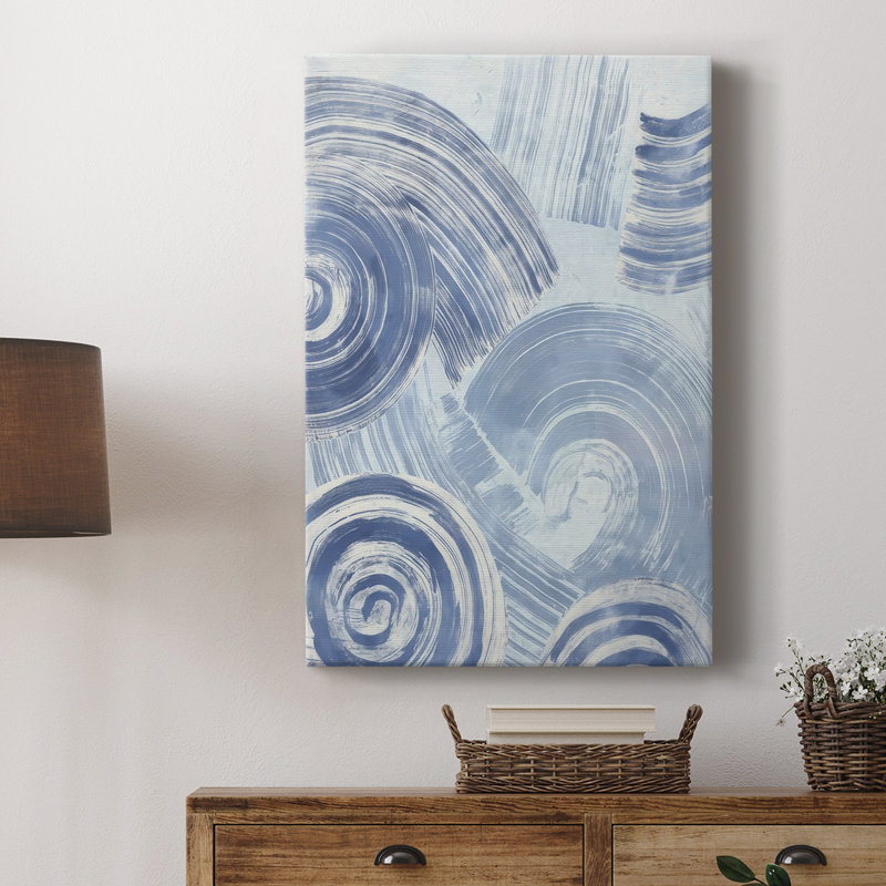 Blue Nautilus Patterns I -Gallery Wrapped Cavas, 18" H x 12" W
