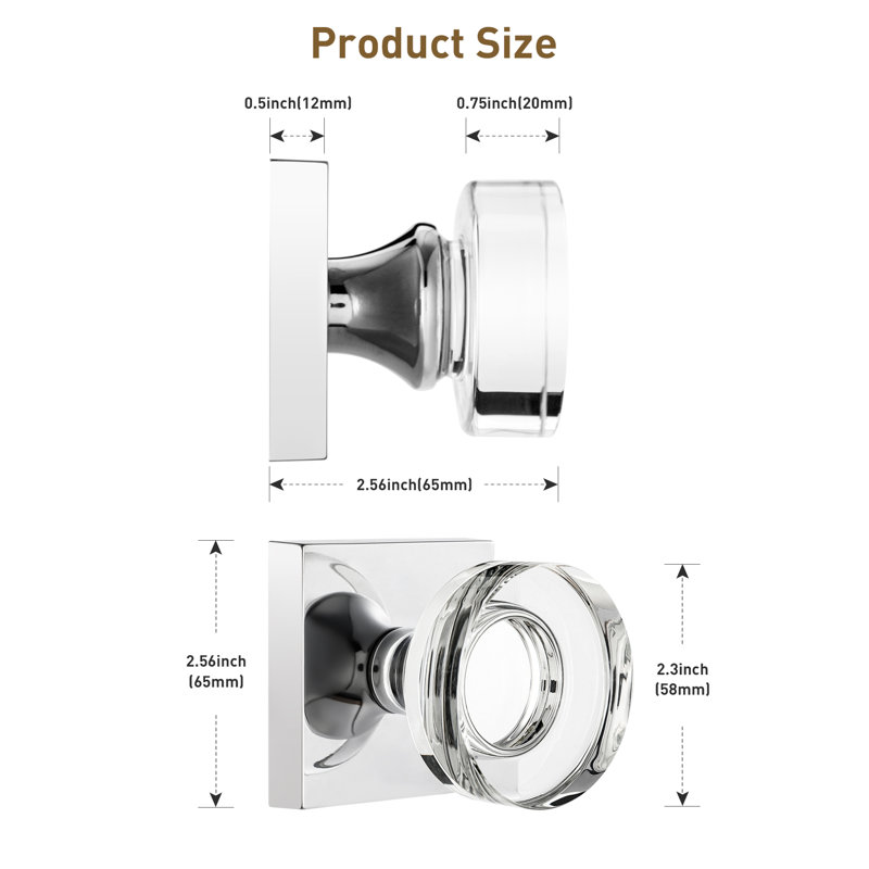 Coolnews Retro Elegant Series Crystal Dummy Door Knobs, Polished Chrome