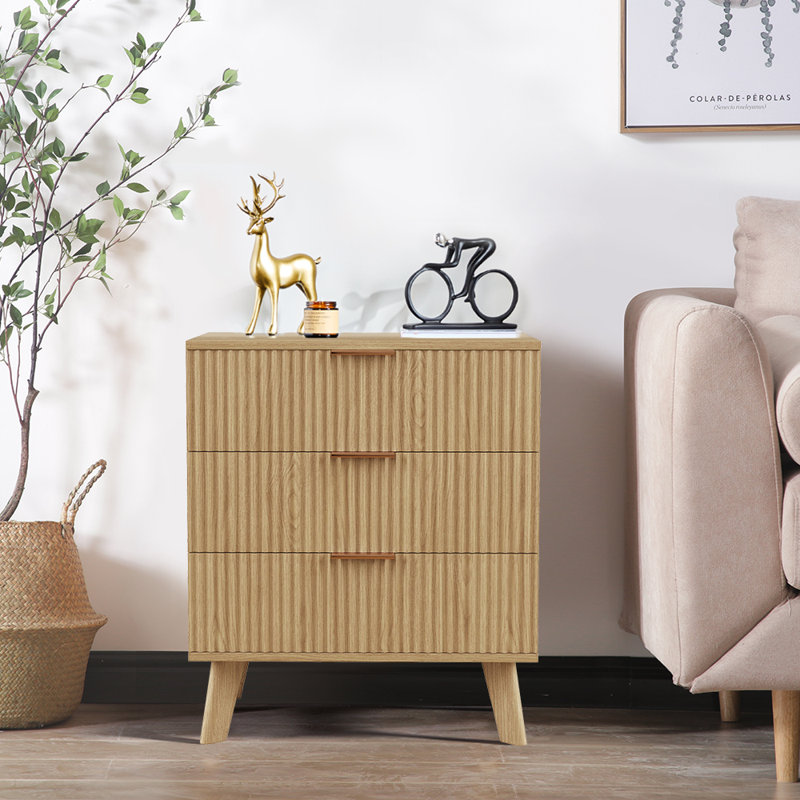 Commode 3 tiroirs Ladanna, Naturel