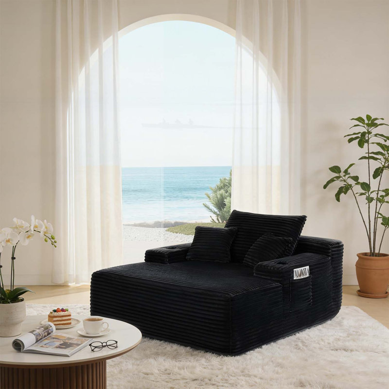 Méridienne convertible avec rembourrage moelleux, accoudoirs larges et coussins décoratifs, aucun assemblage requis pour un confort instantané