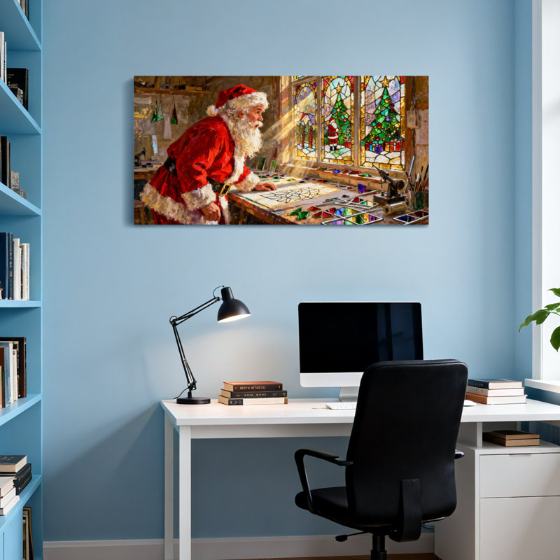 Art de Noël vitrail de Noël, H 16 po x l 32 po