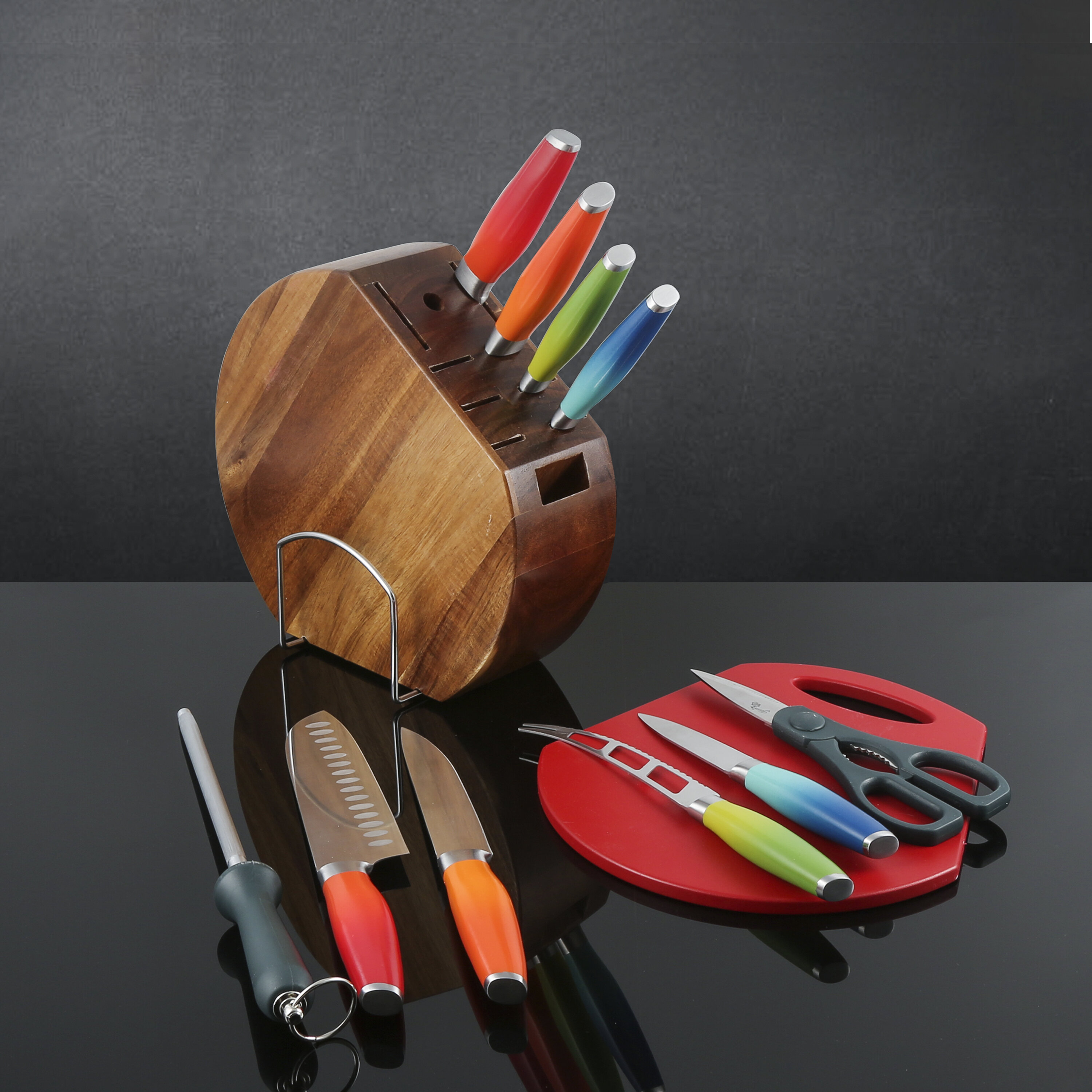 Fiesta 8pc Kitchen Knife Set Chef Bread Paring Utility Knives Rainbow  Fiestaware