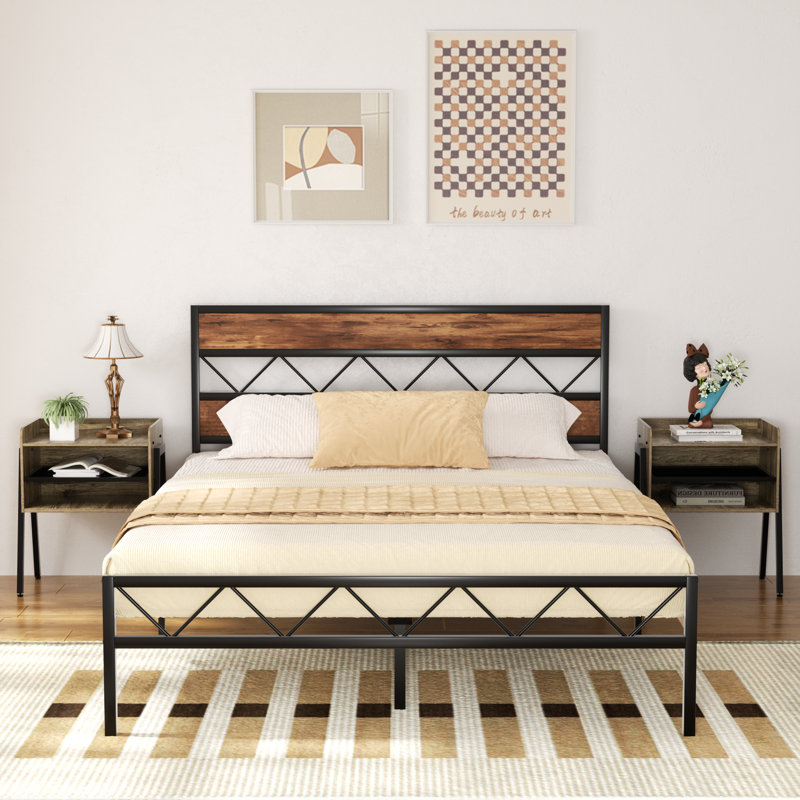 Alicia Metal Piece Bedroom Set, Gray, Queen