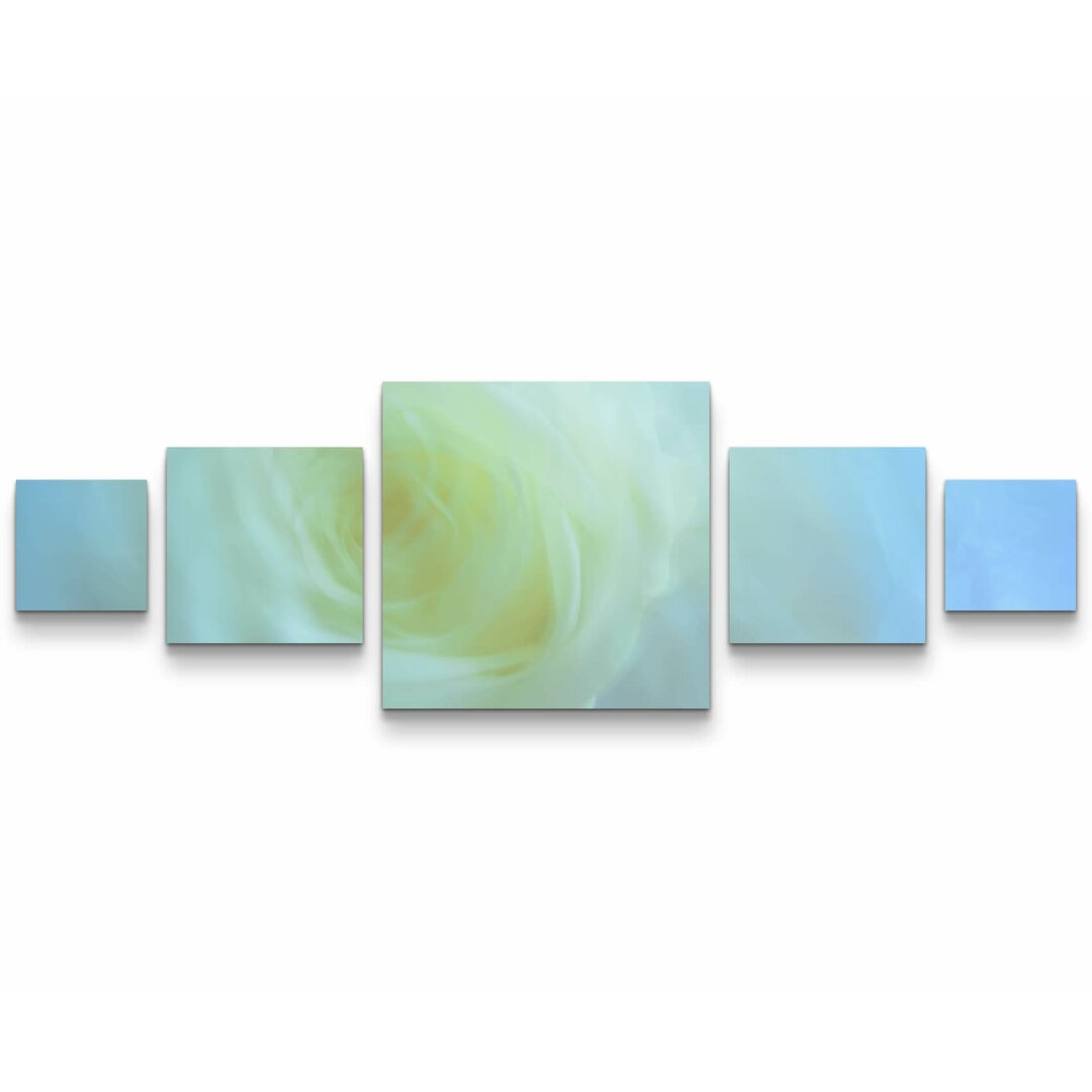 5-tlg. Leinwandbilder-Set Blaue Rose