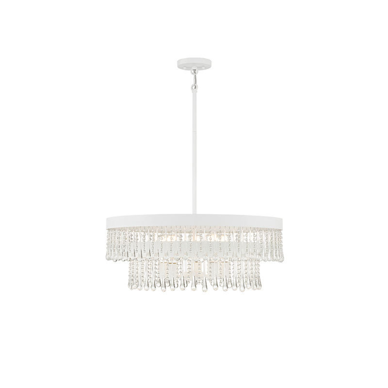 Luminaire suspendu 6 lumières en noir mat, Blanc bisque