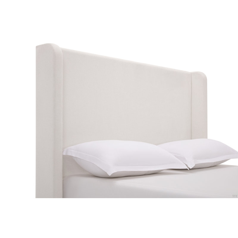 Grand lit tapissier Harper, Blanc, crème, Très grand lit