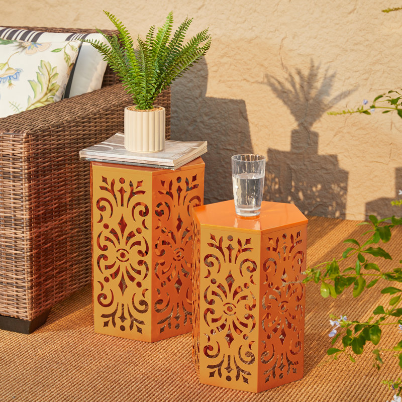 Loiret Accent Stool or Planter Stand or Accent Table, Orange