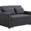 Causeuse-lit convertible 56 po en lin gris foncé avec poche latérale, L 56 po 2 coussins inclus