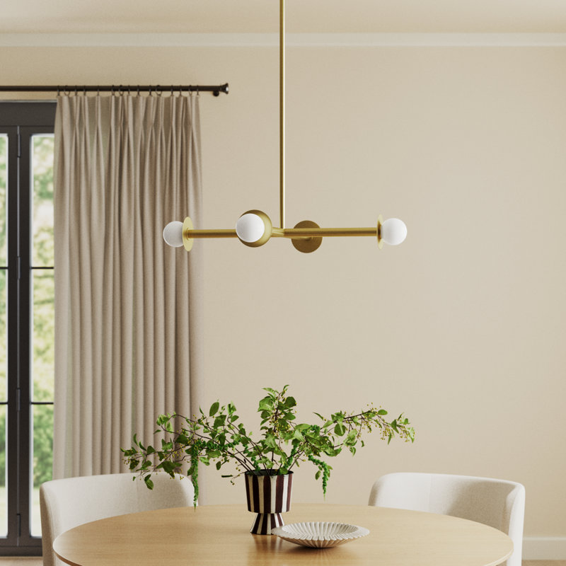 Allegra 30" W 4-Light Metal Linear Chandelier, Burnished Brass