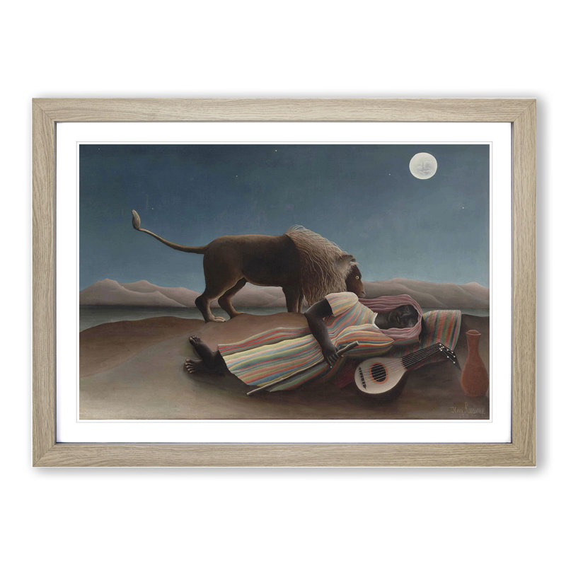 The Sleeping Gypsy by Henri Rousseau - Framed Print, 36cm H x 48cm W x 2cm D, Oak Framed