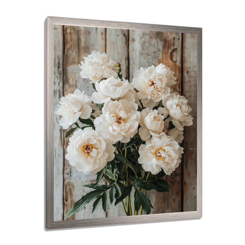 Ightham - Floral Wall Art, H 32 po x l 16 po, Argent argent, Reproduction encadrée sans passe-partout