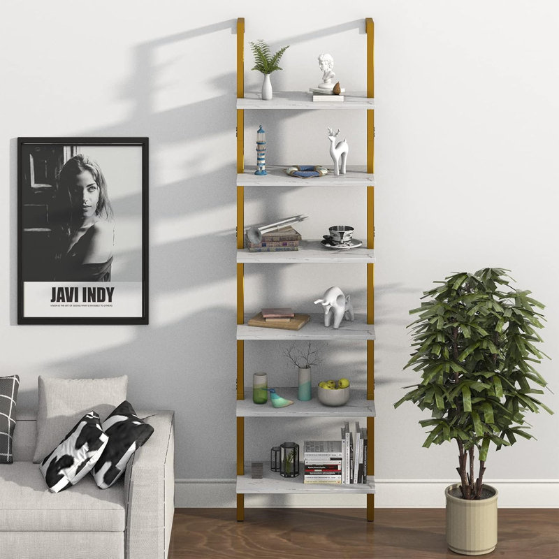 Biran 215cm H x 60cm W Metal Ladder Bookcase