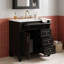 Meuble-lavabo autoportant avec comptoir en céramique, tiroir de rangement escamotable, tablette réglable et support de porte-133423066