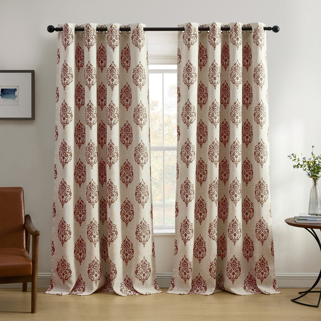 Blanford Medallion Print Room Darkening Thermal Grommet Top Single Curtain Panel House of Hampton® Curtain 