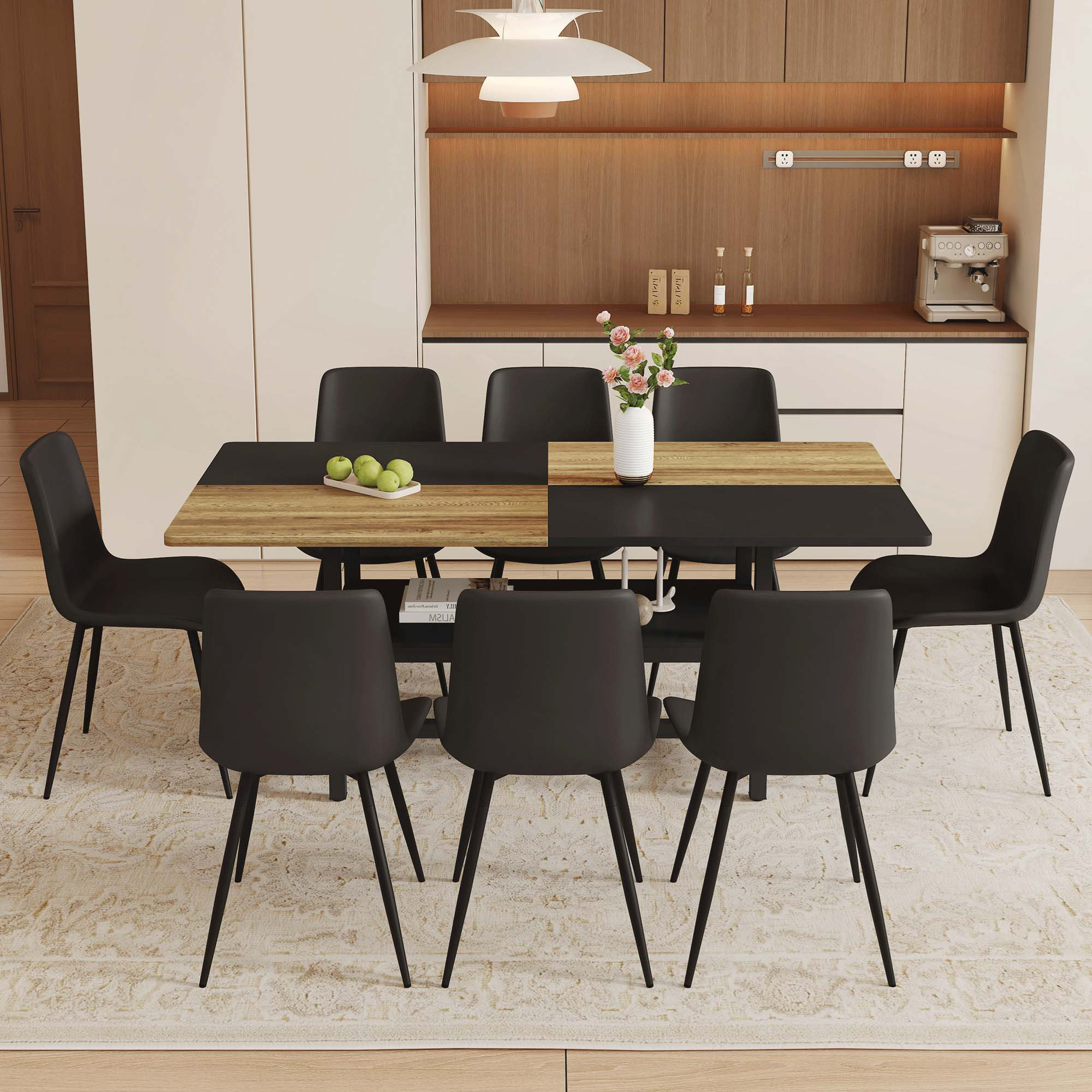 George Oliver Dining Table With Storage Function In The Middle of The ...