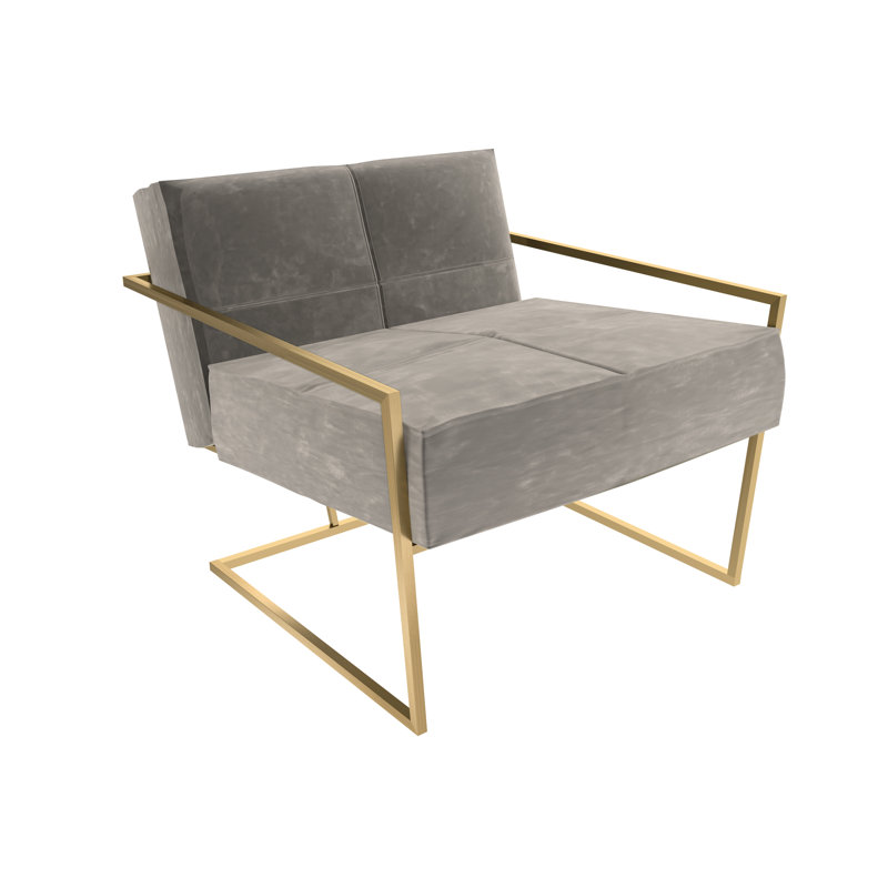 Euclid Velvet Accent Chair, Brass Brushed, Silver