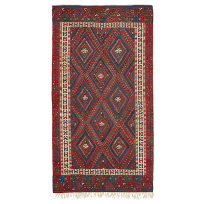 Purple Vintage Anatolian Wool Kilim Rug - 5'5"" x 10'1""