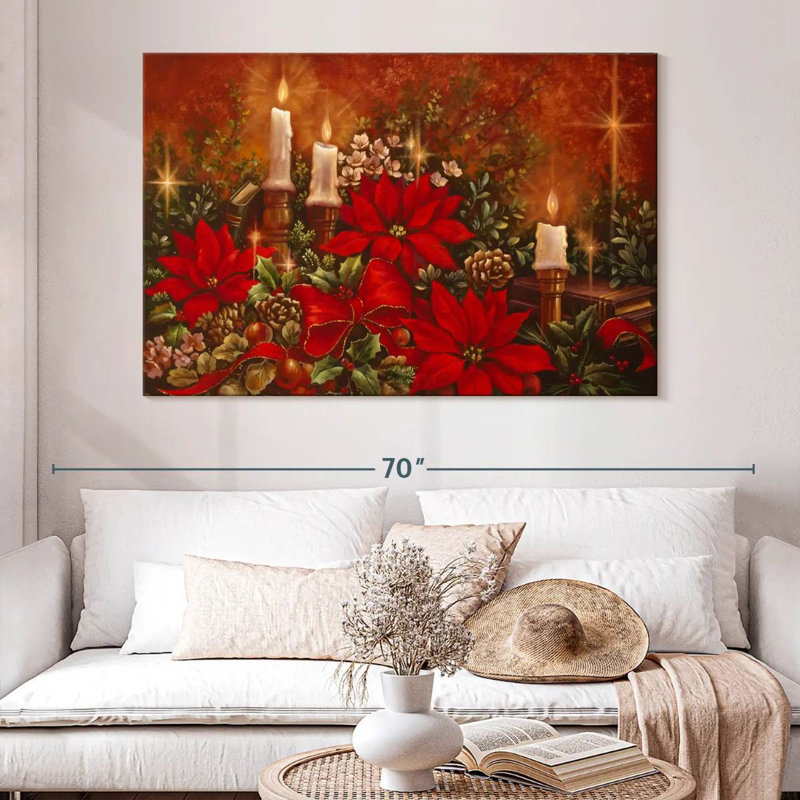 Poinsettia lumineux, H 34 po x l 51 po