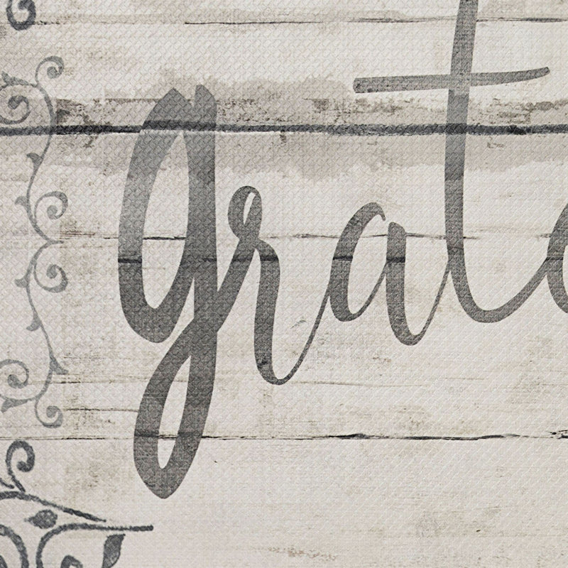 Grateful Floral Grey Polyvinyl Anti-Fatigue Kitchen Mat