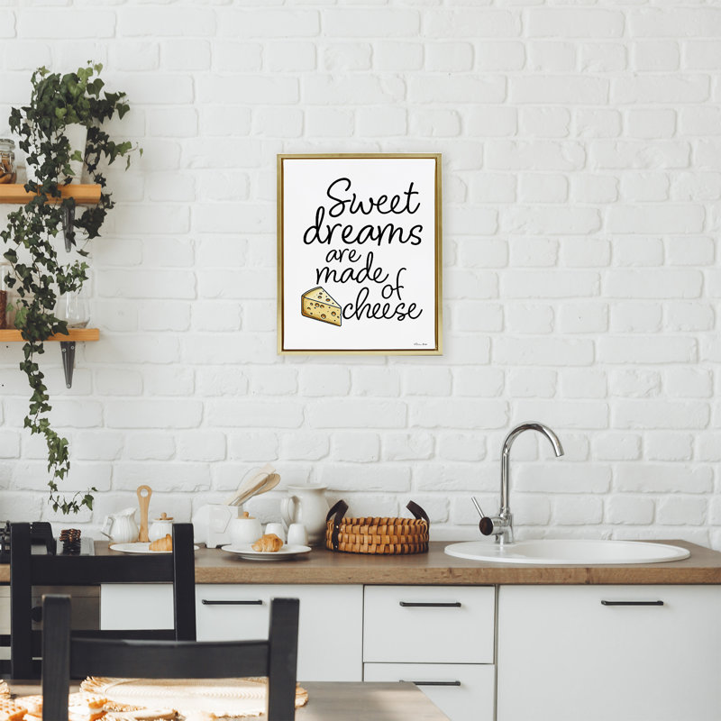 Cadre flottant Sweet Dreams Are Made Of Cheese, design par Susan Ball, H 21 po x l 17 po, Cadre flottant métallique doré