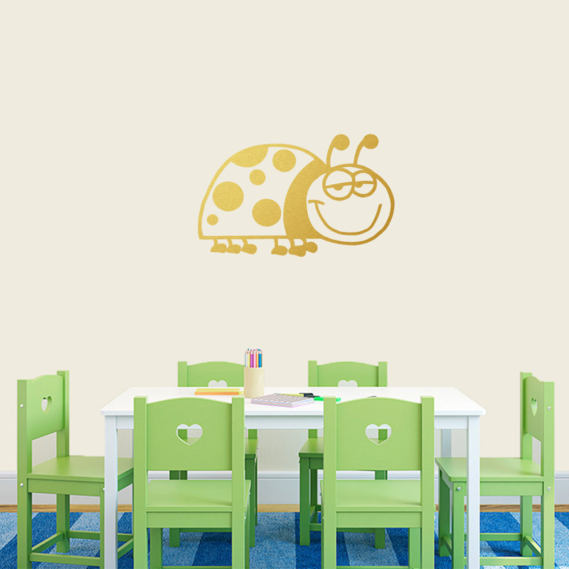 Décalcomanie murale dessin de coccinelle, Or