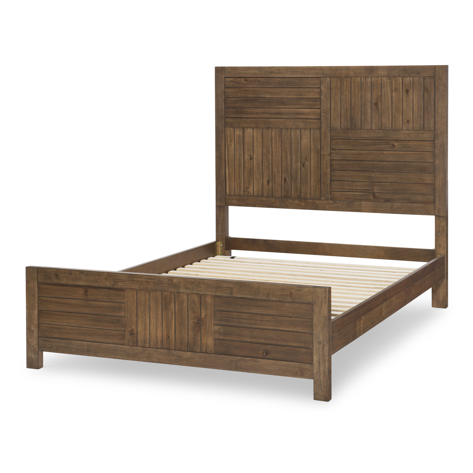 Tyson Full Solid Wood Panel Bed, Tree House Brown, Full