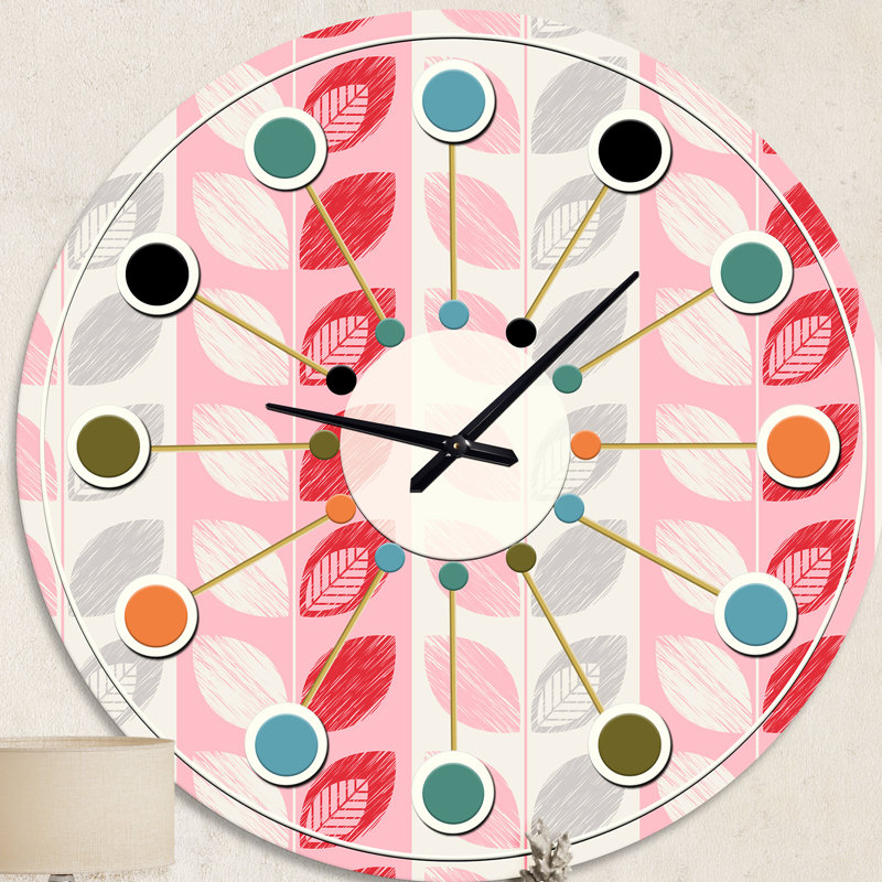 Horloge murale Botanical Retro Design I - Mid-Century, Moyen