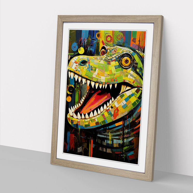 Crocodile Constructivism Art - Framed Print, Oak Framed, 64cm H x 46cm W