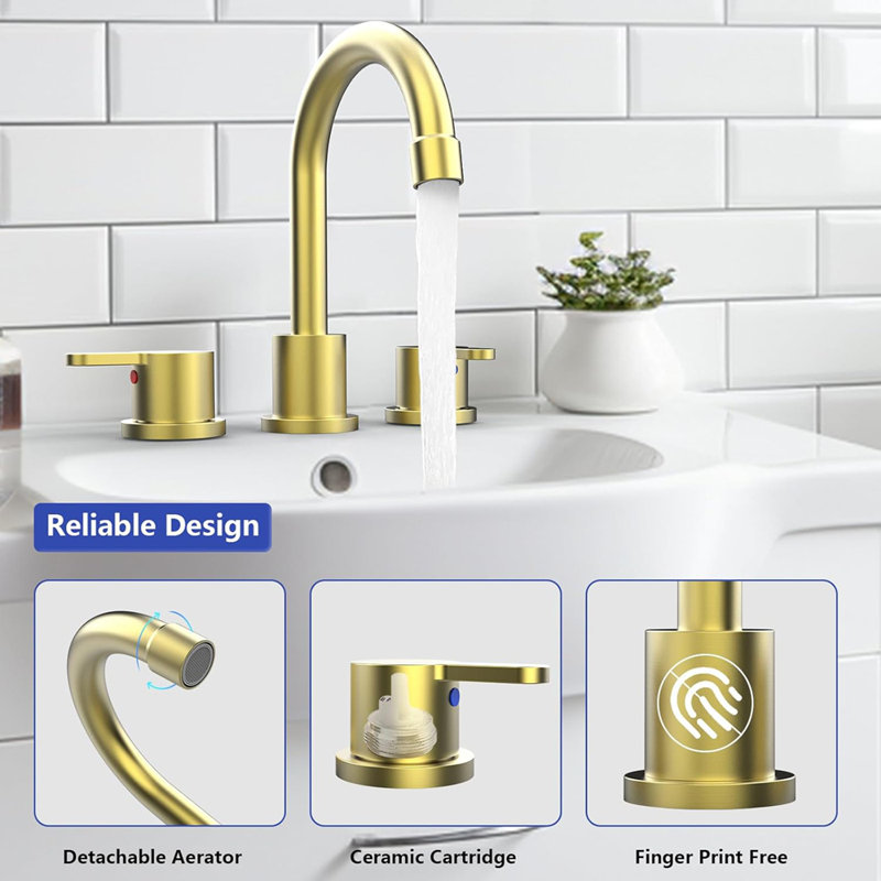 Durable Lead-Free Dual Handle Bathroom Faucet with 360° Swivel and Water-Saving Aerator, Easy to Install and Maintain.