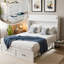 Lit escamotable avec lumières à capteur de mouvement, cadre de lit plateforme pliable avec rangement et station de charge pour chambre à coucher, chambre d'amis, bureau-611307799