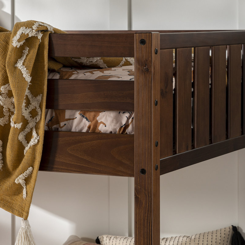 Calhan Kids Twin Over Twin Bunk Bed, Walnut