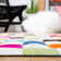 Tapis mauve / beige / bleu Racette