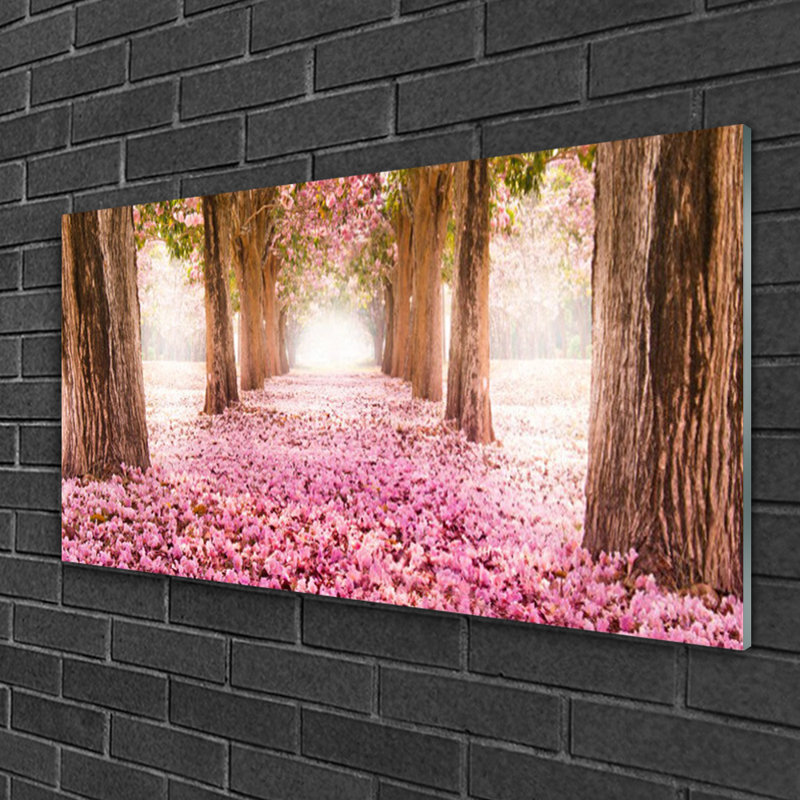 Nature Footpath Tree Trunks - No Frame Print on Glass