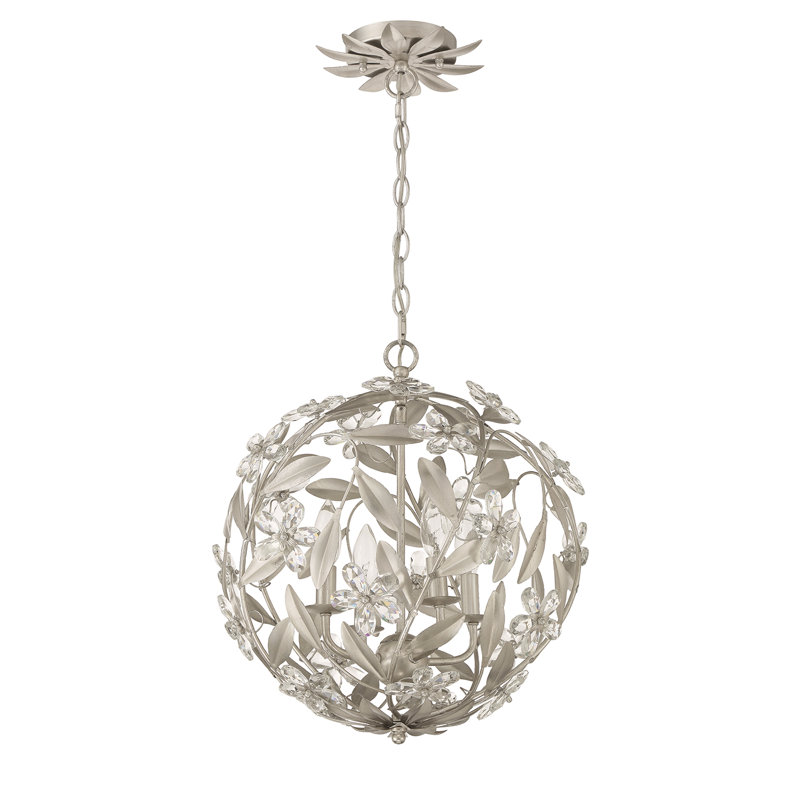 Luminaire suspendu antique 6 lumières Meyah, Argent argent