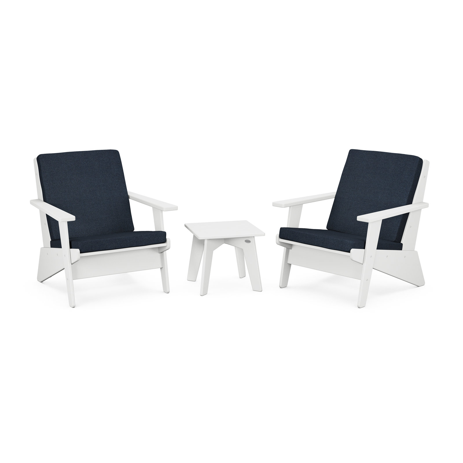 POLYWOOD® Riviera 2-Person Patio Seating Group, Marine Indigo, White