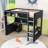 Modern Loft Bed with Built-in Desk, Pegboard Organizer, LED Lighting and Storage Shelves-715236149-715236154