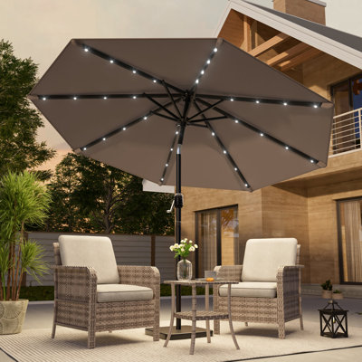 Parasol de marché avec lumières solaires, parasol de table pour la terrasse