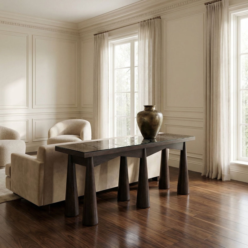 81 in. Glass Console Table