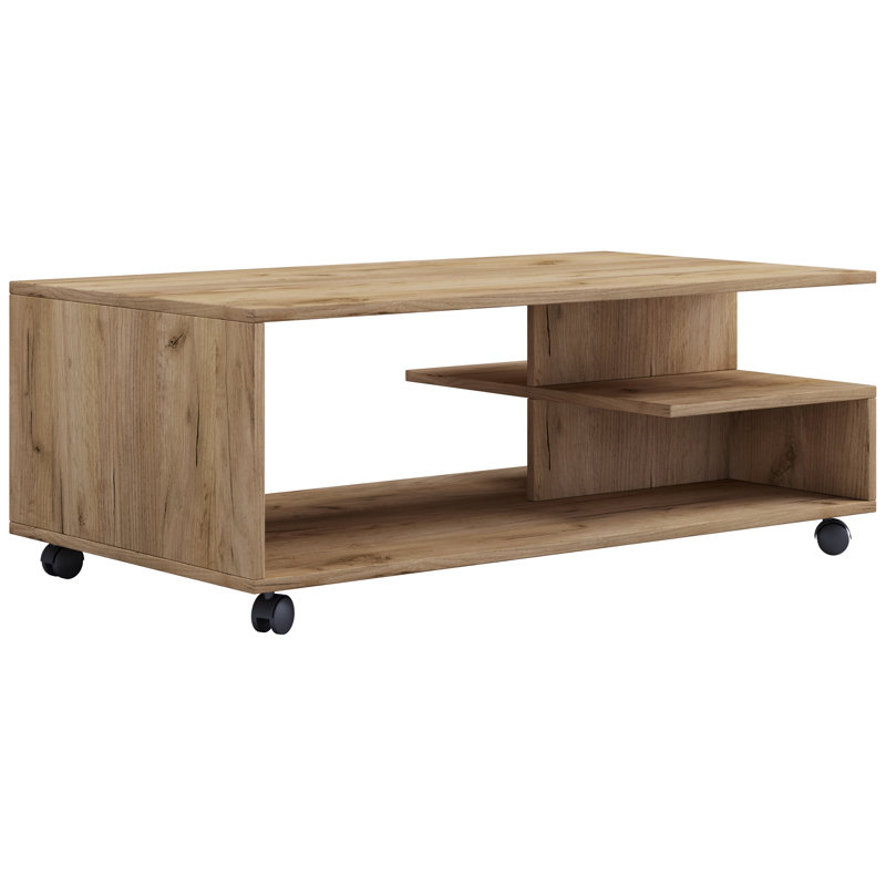 Ailbe Coffee Table with Storage, Oak Wood